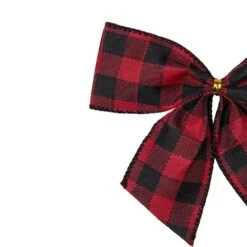 Northlight 5.5 In. Buffalo Plaid And Burlap 2 Loop Christmas Bow Decorations (6-Pack) -Christmas Decor Shop northlight christmas tree ribbon 34676932 44 1000