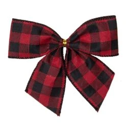 Northlight 5.5 In. Buffalo Plaid And Burlap 2 Loop Christmas Bow Decorations (6-Pack) -Christmas Decor Shop northlight christmas tree ribbon 34676932 4f 1000