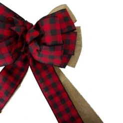 Northlight 48in. X 10in. Burlap And Buffalo Plaid 16 Loop Christmas Bow Decoration -Christmas Decor Shop northlight christmas tree ribbon 34676974 4f 1000