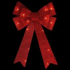 Northlight 16 In. W LED Lighted Red Tinsel Christmas Bow Decoration -Christmas Decor Shop northlight christmas tree ribbon 34902105 4f 1000