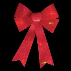 Northlight 11 In. W LED Lighted Red Burlap Christmas Bow Decoration With Color Changing Lights -Christmas Decor Shop northlight christmas tree ribbon 34902108 c3 1000