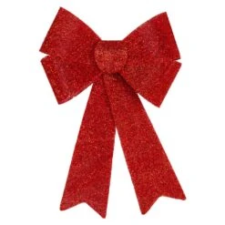 Northlight 11.5 In. W LED Lighted Red Tinsel Christmas Bow Decoration With Color Changing Lights