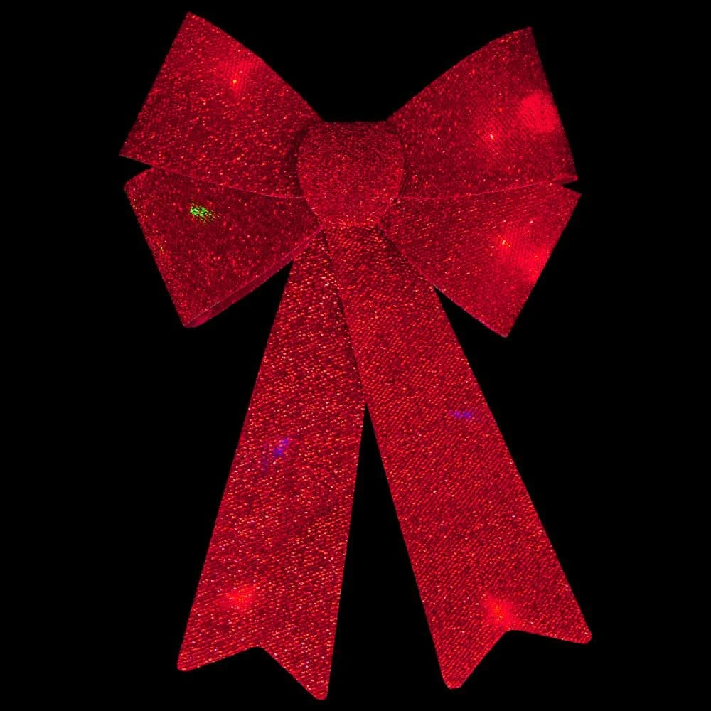Northlight 11.5 In. W LED Lighted Red Tinsel Christmas Bow Decoration With Color Changing Lights 4 Northlight 11.5 In. W LED Lighted Red Tinsel Christmas Bow Decoration With Color Changing Lights - Image 2