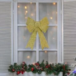 Northlight 12 In. W Gold Tinsel 4-Loop Christmas Bow Decoration -Christmas Decor Shop northlight christmas tree ribbon 34902112 31 1000