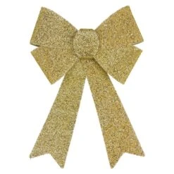 Northlight 12 In. W Gold Tinsel 4-Loop Christmas Bow Decoration