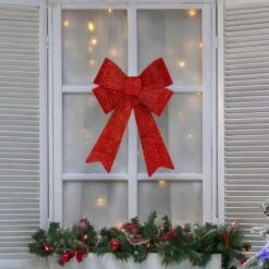 Northlight 12 In. W Red Tinsel 4-Loop Christmas Bow Decoration 7 Northlight 12 In. W Red Tinsel 4-Loop Christmas Bow Decoration -Christmas Decor Shop northlight christmas tree ribbon 34902114 31 1000