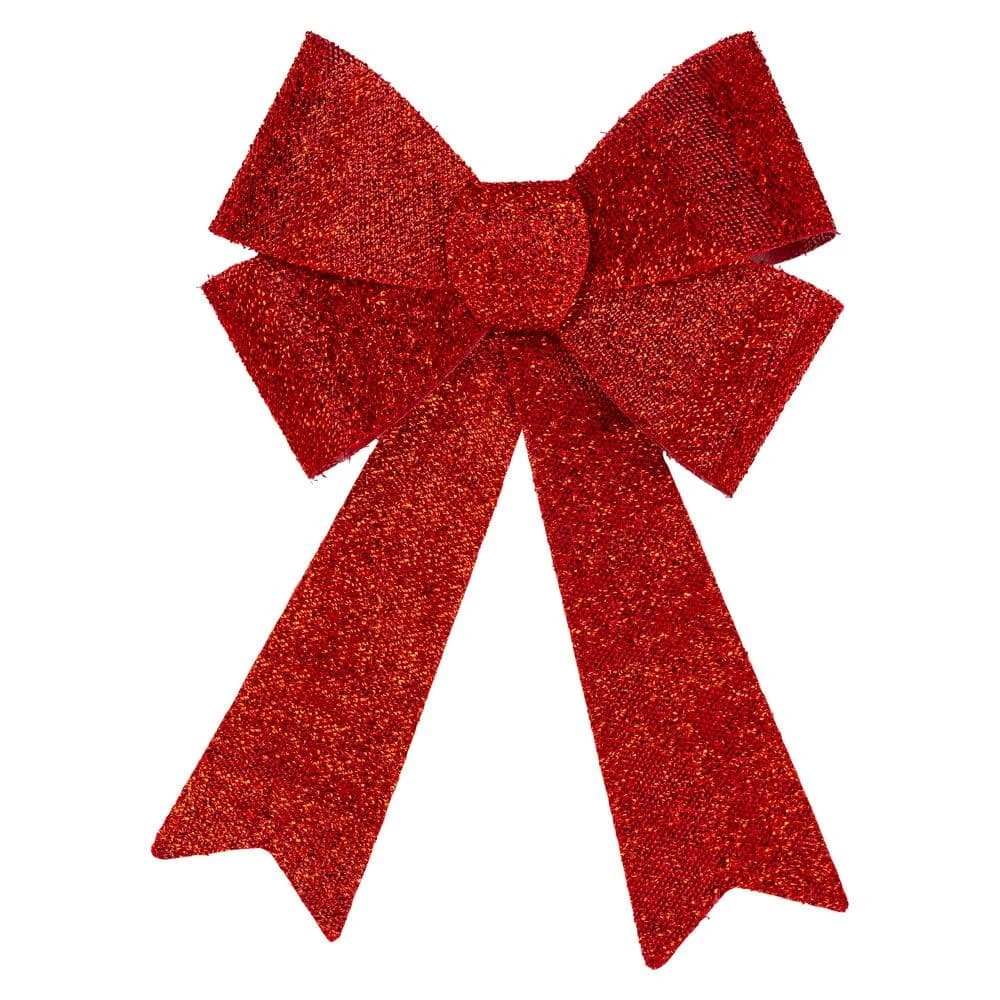 Northlight 12 In. W Red Tinsel 4-Loop Christmas Bow Decoration 3 Northlight 12 In. W Red Tinsel 4-Loop Christmas Bow Decoration
