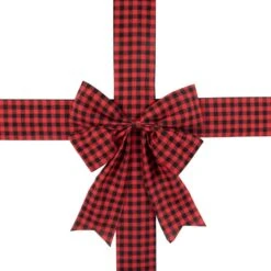 Northlight 14' Red Buffalo Plaid Christmas Ribbon Door Bow