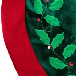 Northlight 48 In. Dark Green And Burgundy Holly Berry Velveteen Christmas Tree Skirt -Christmas Decor Shop northlight christmas tree skirts 31452381 44 1000