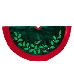 Northlight 48 In. Dark Green And Burgundy Holly Berry Velveteen Christmas Tree Skirt -Christmas Decor Shop northlight christmas tree skirts 31452381 4f 1000