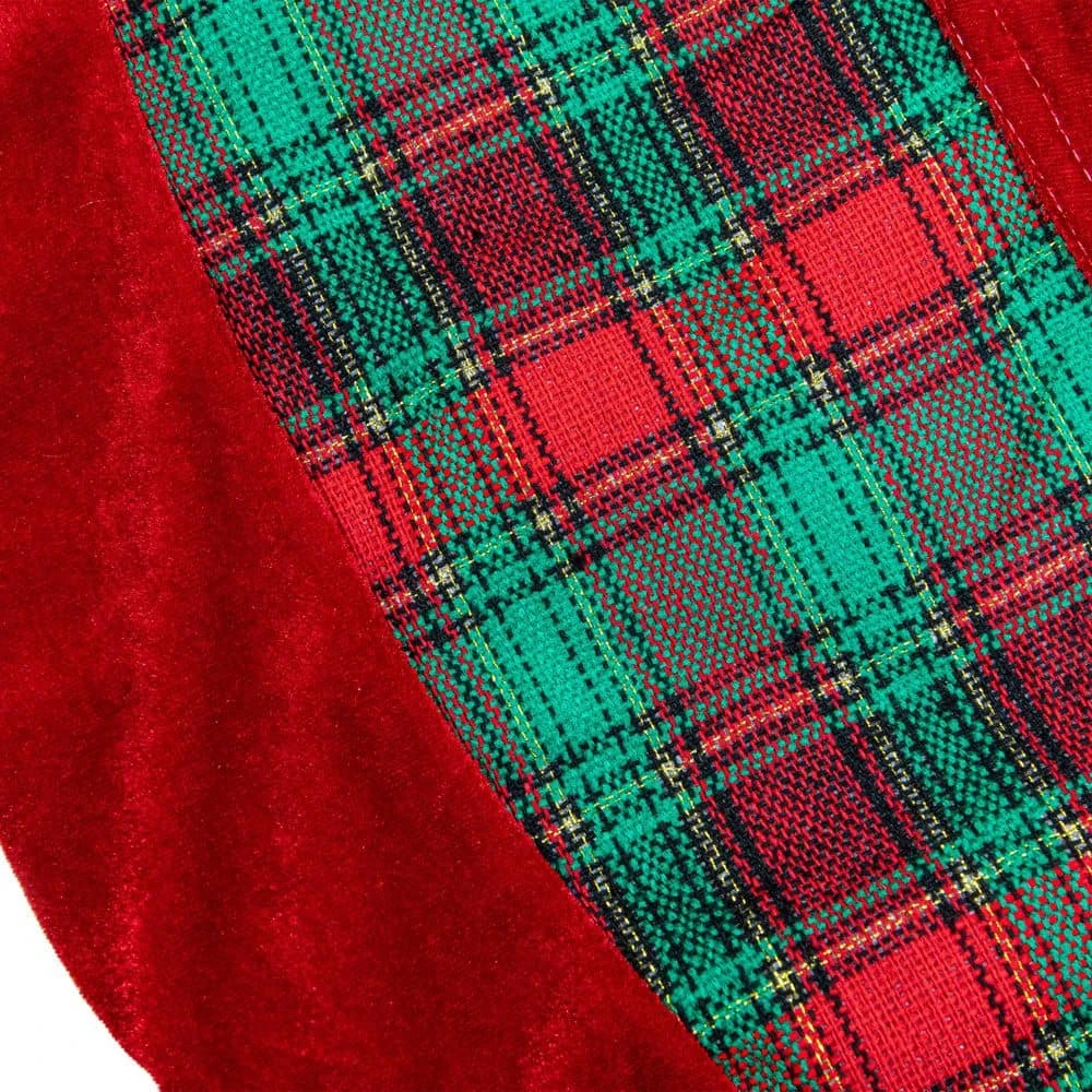Northlight 48 In. Red And Green Plaid Velveteen Christmas Tree Skirt 6 Northlight 48 In. Red And Green Plaid Velveteen Christmas Tree Skirt - Image 4