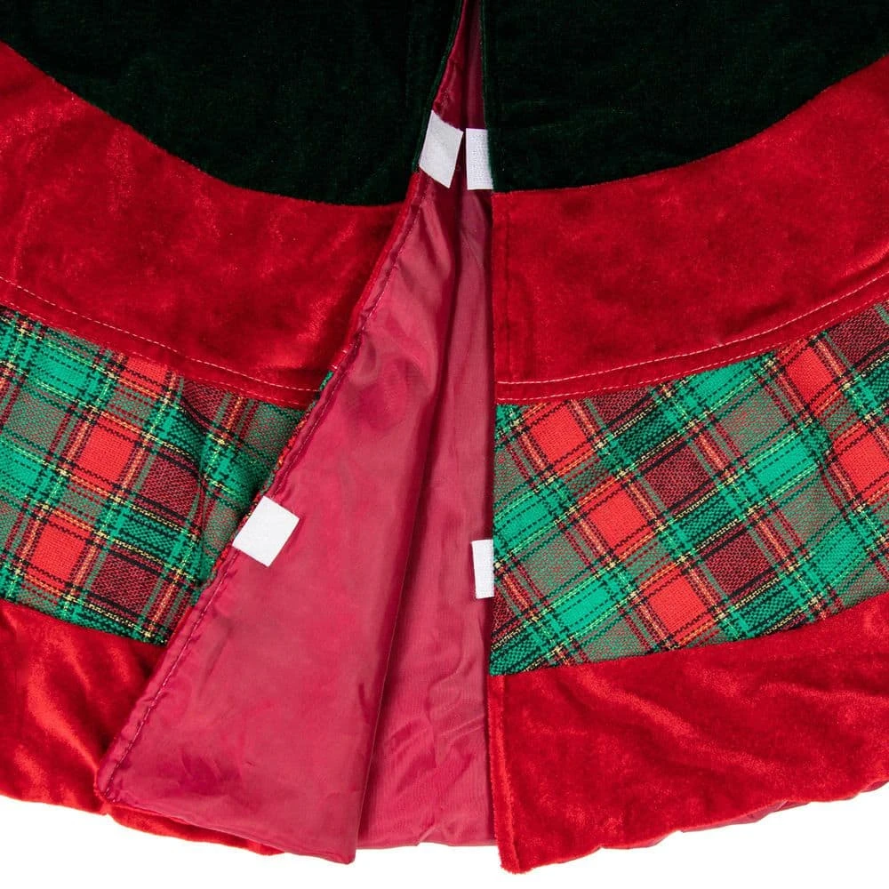Northlight 48 In. Red And Green Plaid Velveteen Christmas Tree Skirt 7 Northlight 48 In. Red And Green Plaid Velveteen Christmas Tree Skirt - Image 5