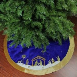 Northlight 48 In. Blue And Gold Nativity Scene Christmas Tree Skirt With Gold Border 5 Northlight 48 In. Blue And Gold Nativity Scene Christmas Tree Skirt With Gold Border -Christmas Decor Shop northlight christmas tree skirts 32912627 31 1000