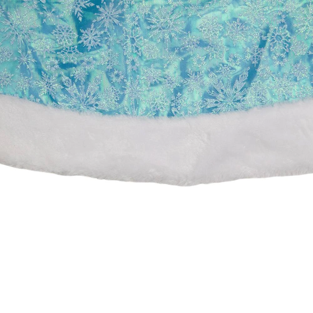 Northlight 48 In. Light Blue Iridescent Mesh Glittered Snowflakes Christmas Tree Skirt 4 Northlight 48 In. Light Blue Iridescent Mesh Glittered Snowflakes Christmas Tree Skirt - Image 2