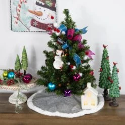 Northlight 20 In. Silver Glittered Mini Christmas Tree Skirt With Faux Fur Trim 13 Northlight 20 In. Silver Glittered Mini Christmas Tree Skirt With Faux Fur Trim -Christmas Decor Shop northlight christmas tree skirts 33530802 31 1000