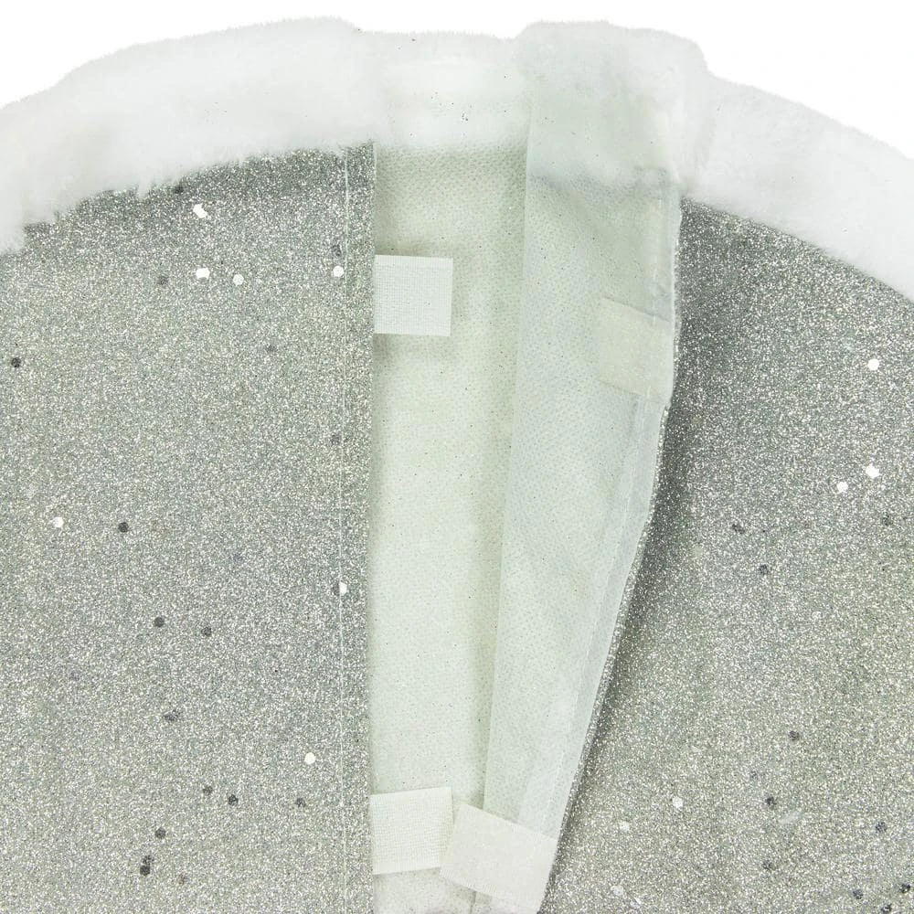 Northlight 20 In. Silver Glittered Mini Christmas Tree Skirt With Faux Fur Trim 4 Northlight 20 In. Silver Glittered Mini Christmas Tree Skirt With Faux Fur Trim - Image 2