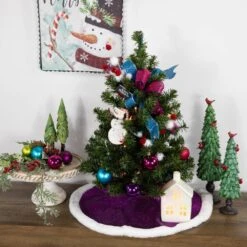 Northlight 20 In. Purple Glittered Mini Christmas Tree Skirt With Faux Fur Trim -Christmas Decor Shop northlight christmas tree skirts 33530805 31 1000