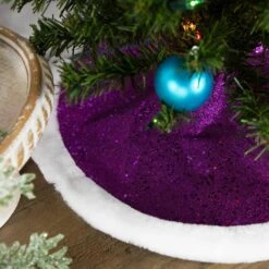 Northlight 20 In. Purple Glittered Mini Christmas Tree Skirt With Faux Fur Trim -Christmas Decor Shop northlight christmas tree skirts 33530805 44 1000