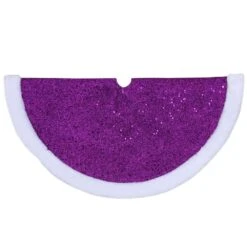 Northlight 20 In. Purple Glittered Mini Christmas Tree Skirt With Faux Fur Trim