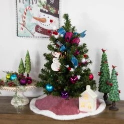 Northlight 20 In. Pink Glittered Mini Christmas Tree Skirt With Faux Fur Trim -Christmas Decor Shop northlight christmas tree skirts 33530806 31 1000