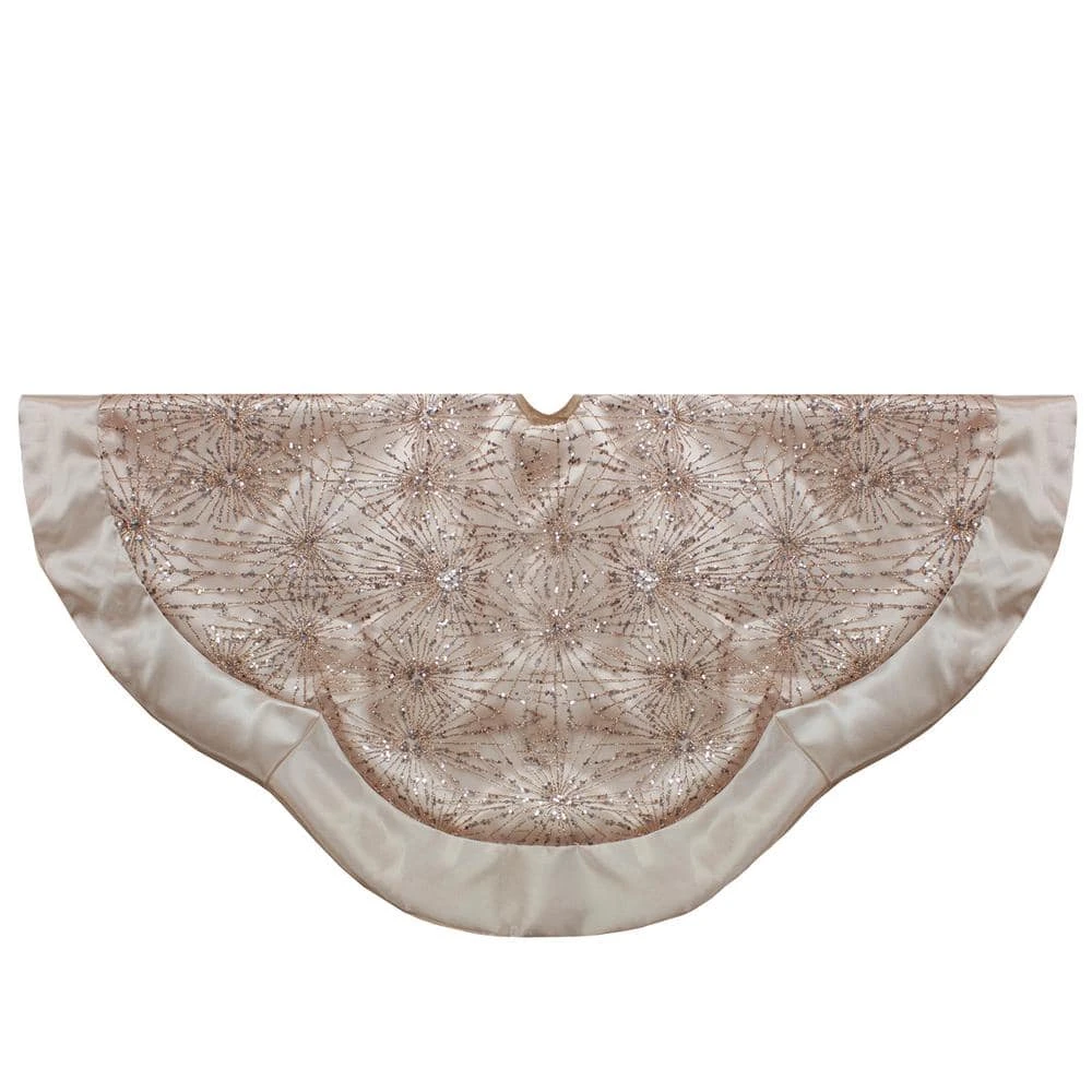 Northlight 48 In. Gold Sequins And Glitter Satin Border Christmas Tree Skirt 3 Northlight 48 In. Gold Sequins And Glitter Satin Border Christmas Tree Skirt