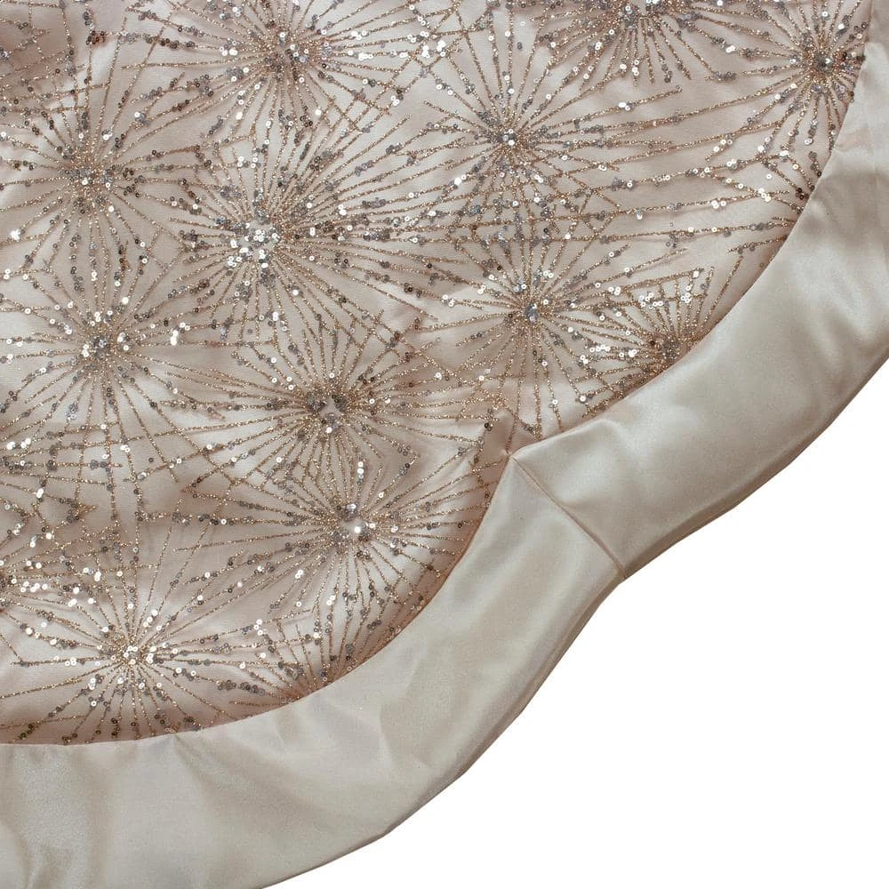 Northlight 48 In. Gold Sequins And Glitter Satin Border Christmas Tree Skirt 4 Northlight 48 In. Gold Sequins And Glitter Satin Border Christmas Tree Skirt - Image 2