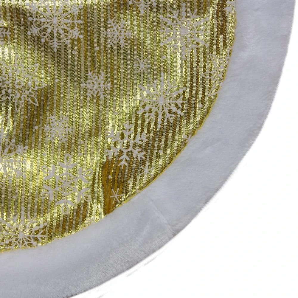 Northlight 20 In. Gold And White Metallic Snowflake Print Mini Christmas Tree Skirt 4 Northlight 20 In. Gold And White Metallic Snowflake Print Mini Christmas Tree Skirt - Image 2