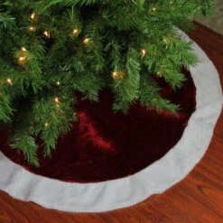 Northlight 48 In. White And Burgundy Plush Christmas Tree Skirt 7 Northlight 48 In. White And Burgundy Plush Christmas Tree Skirt -Christmas Decor Shop northlight christmas tree skirts 34315055 31 1000