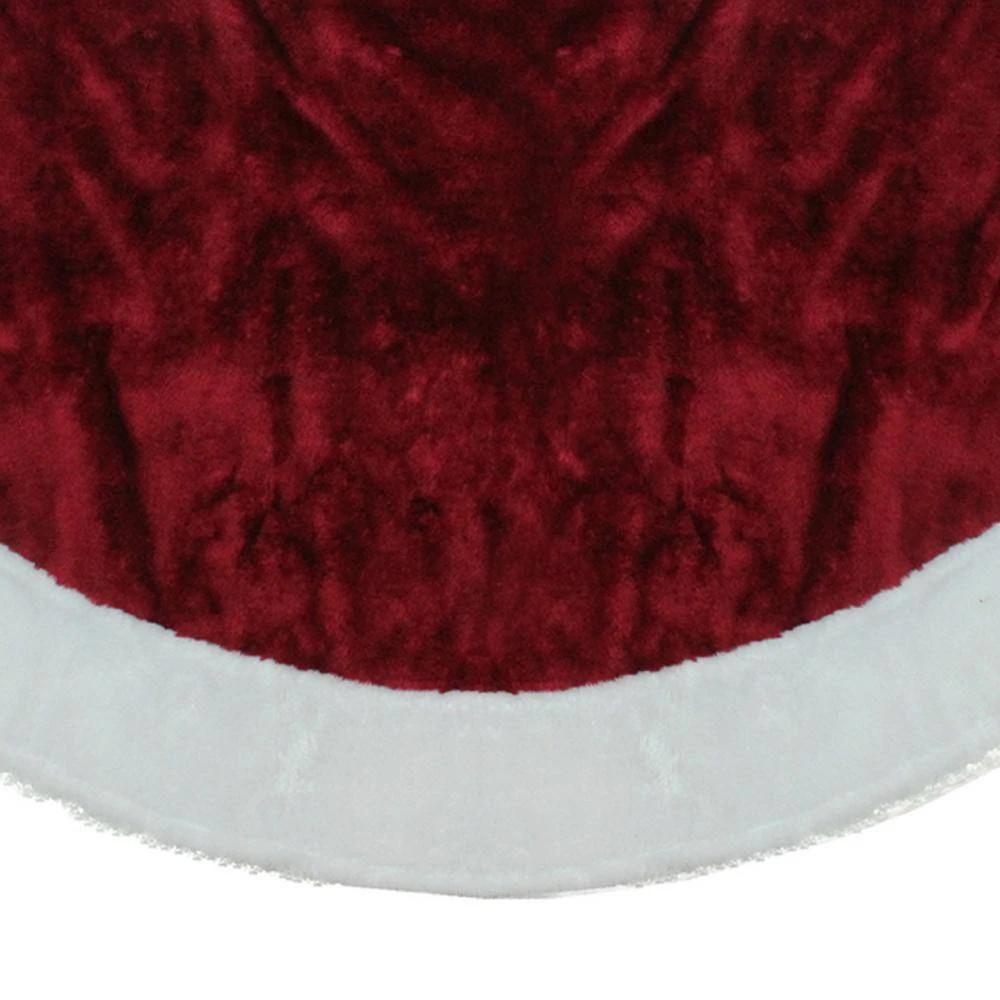 Northlight 48 In. White And Burgundy Plush Christmas Tree Skirt 4 Northlight 48 In. White And Burgundy Plush Christmas Tree Skirt - Image 2