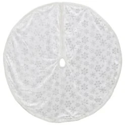 Northlight 48 In. Silver And White Snowflakes Christmas Tree Skirt