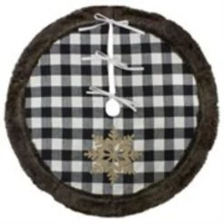 Northlight 48 In. Black And White Buffalo Plaid Christmas Tree Skirt With Burlap Snowflake