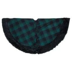 Northlight 48 In. Green And Black Plaid Christmas Tree Skirt With Faux Fur -Christmas Decor Shop northlight christmas tree skirts 34316566 4f 1000