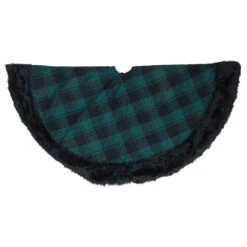 Northlight 48 In. Green And Black Plaid Christmas Tree Skirt With Faux Fur -Christmas Decor Shop northlight christmas tree skirts 34316566 c3 1000