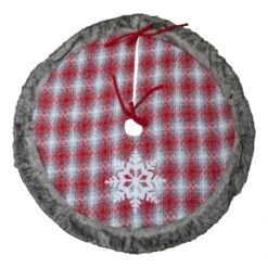 Northlight 48 In. Red And White Plaid Christmas Tree Skirt With Snowflake -Christmas Decor Shop northlight christmas tree skirts 34316568 c3 1000