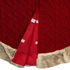 Northlight Cable Knit Christmas Tree Skirt With Faux Fur Trim-48in.-Red -Christmas Decor Shop northlight christmas tree skirts 35766663 1f 1000