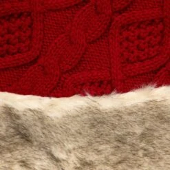 Northlight Cable Knit Christmas Tree Skirt With Faux Fur Trim-48in.-Red -Christmas Decor Shop northlight christmas tree skirts 35766663 fa 1000