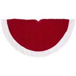 Northlight Cable Knit Christmas Tree Skirt-48in.-Red And White -Christmas Decor Shop northlight christmas tree skirts 35766664 44 1000