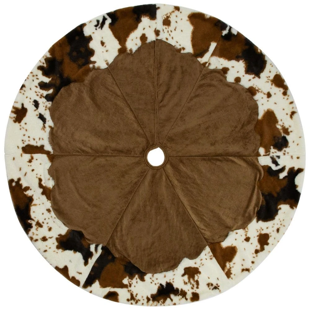 Northlight Corduroy Christmas Tree Skirt With Faux Fur Trim-48in.-Brown 3 Northlight Corduroy Christmas Tree Skirt With Faux Fur Trim-48in.-Brown