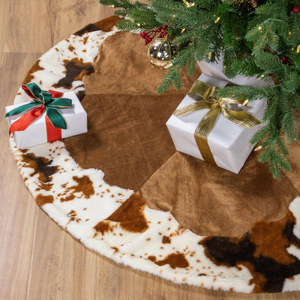 Northlight Corduroy Christmas Tree Skirt With Faux Fur Trim-48in.-Brown 4 Northlight Corduroy Christmas Tree Skirt With Faux Fur Trim-48in.-Brown - Image 2