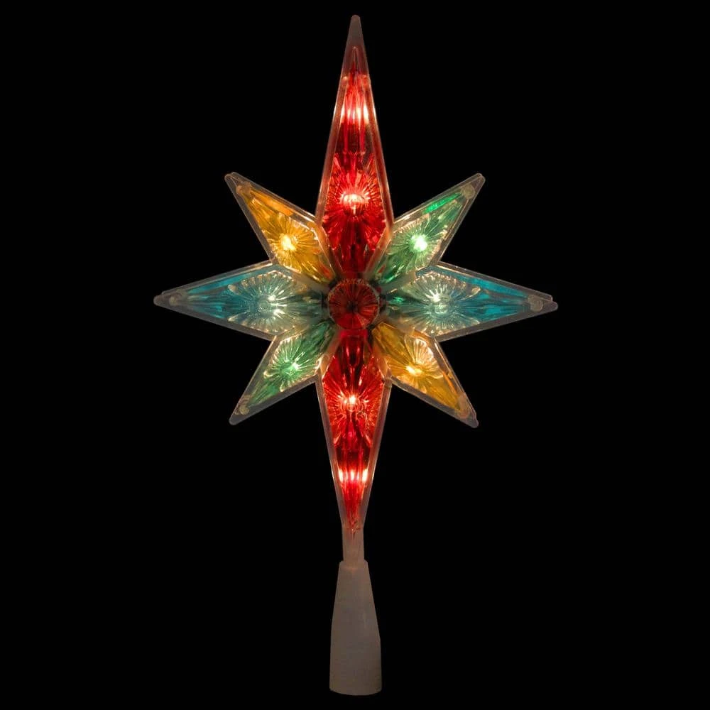 Northlight 10.75 In. Multi-Color Faceted Star Of Bethlehem Christmas Tree Topper - Clear Lights 5 Northlight 10.75 In. Multi-Color Faceted Star Of Bethlehem Christmas Tree Topper - Clear Lights - Image 3