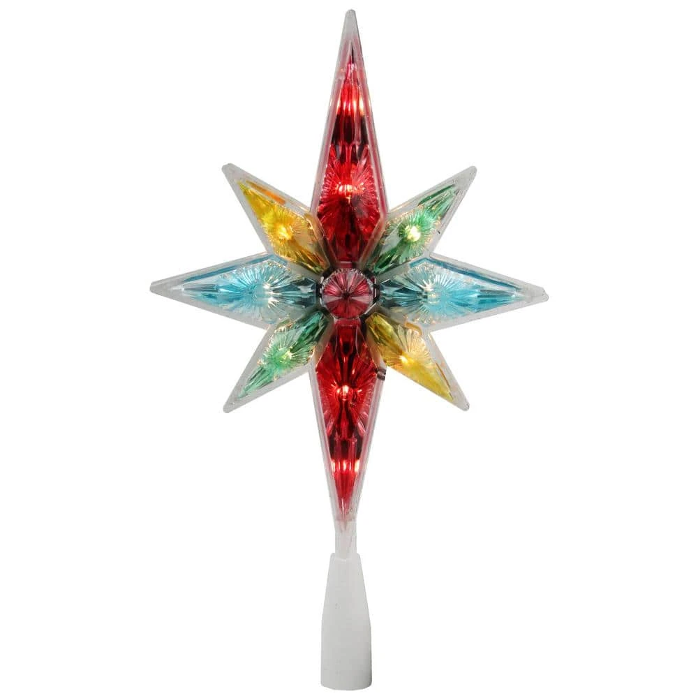 Northlight 10.75 In. Multi-Color Faceted Star Of Bethlehem Christmas Tree Topper - Clear Lights 3 Northlight 10.75 In. Multi-Color Faceted Star Of Bethlehem Christmas Tree Topper - Clear Lights