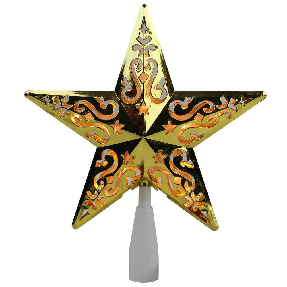 Northlight 8.5 In. Gold Star Cut-Out Design Christmas Tree Topper - Clear Lights 3 Northlight 8.5 In. Gold Star Cut-Out Design Christmas Tree Topper - Clear Lights