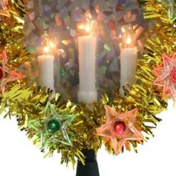 Northlight 7 In. Gold Tinsel Wreath With Candles Christmas Tree Topper - Multi Lights -Christmas Decor Shop northlight christmas tree toppers 32606346 4f 1000