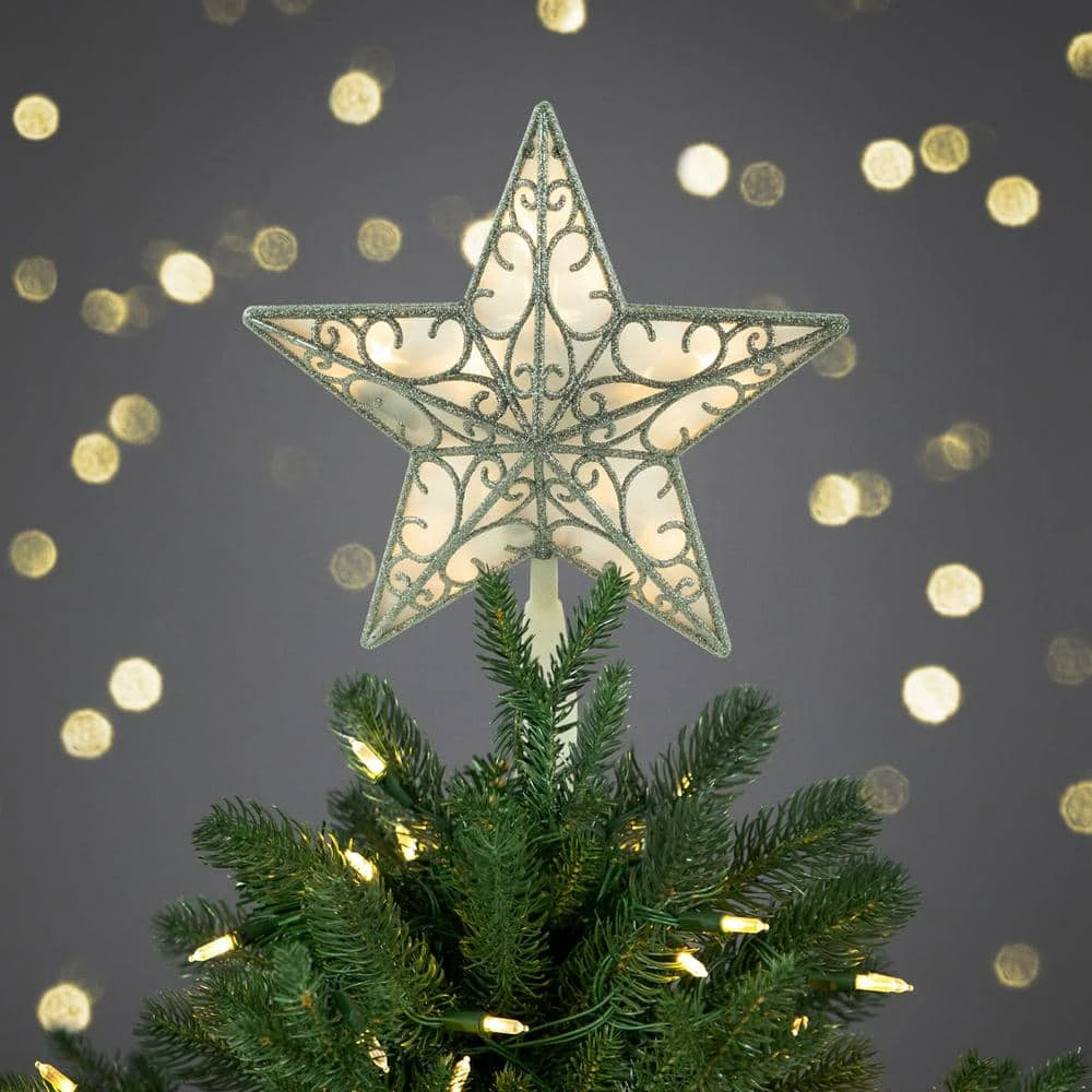 Northlight 9 In. Gold Glitter Star LED Christmas Tree Topper - Warm White Lights 5 Northlight 9 In. Gold Glitter Star LED Christmas Tree Topper - Warm White Lights - Image 3