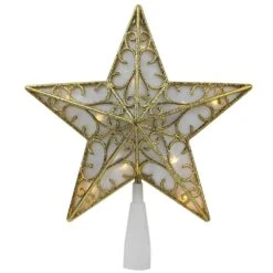Northlight 9 In. Gold Glitter Star LED Christmas Tree Topper - Warm White Lights