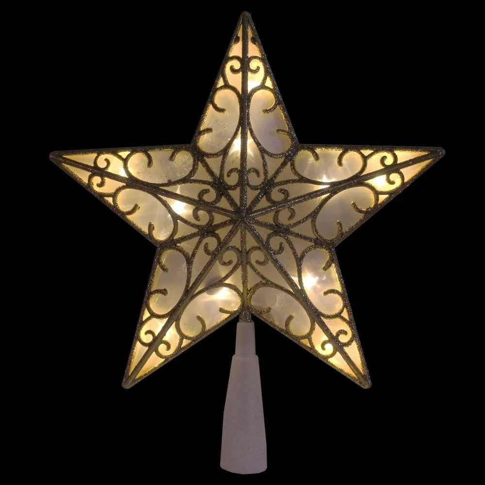 Northlight 9 In. Gold Glitter Star LED Christmas Tree Topper - Warm White Lights 4 Northlight 9 In. Gold Glitter Star LED Christmas Tree Topper - Warm White Lights - Image 2