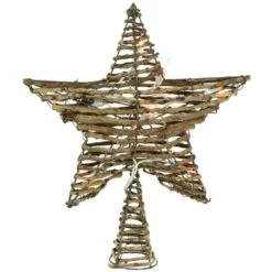 Northlight 11.5 In. Natural Brown Rattan Star Christmas Tree Topper - Clear Lights -Christmas Decor Shop northlight christmas tree toppers 32606352 1f 1000