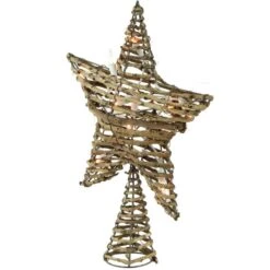Northlight 11.5 In. Natural Brown Rattan Star Christmas Tree Topper - Clear Lights -Christmas Decor Shop northlight christmas tree toppers 32606352 c3 1000