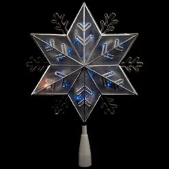 Northlight 10 In. Silver 8-Point Snowflake Christmas Tree Topper - Blue Lights -Christmas Decor Shop northlight christmas tree toppers 32606354 44 1000