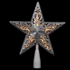 Northlight 8.5 In. Silver Glitter Star Cut-Out Design Christmas Tree Topper - Clear Lights -Christmas Decor Shop northlight christmas tree toppers 32606355 44 1000